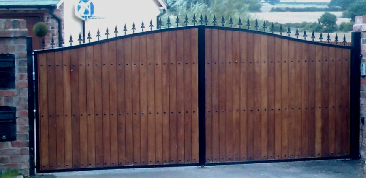 metal,gates, with wood ,wooden gates